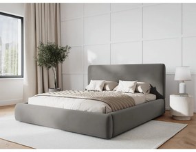 Sivá čalúnená dvojlôžková posteľ s úložným priestorom s roštom 140x200 cm Colonel – Cosmopolitan Design