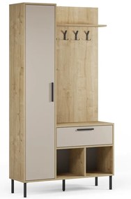 Predsieňová zostava v dekore duba v krémovo-prírodnej farbe 108x195x35 cm Heidy – Marckeric