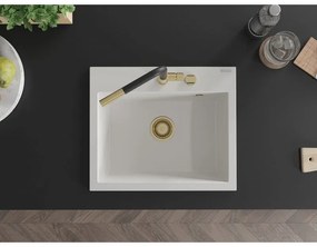 Mexen Oscar, 1-komorový granitový drez 580x490x205 mm, biela, 6519581000-20-G