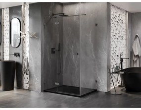 Mexen Lunar T, sklápací sprchový kút ľavý 130 x 100 cm, 8mm číre sklo, profil grafit brúsený, 834T-130-100-66-00-L