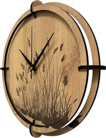 Drevené nástenné hodiny s prírodným motívom Dizajnová dekorácia | SENTOP HDF0587-GOLD-OAK