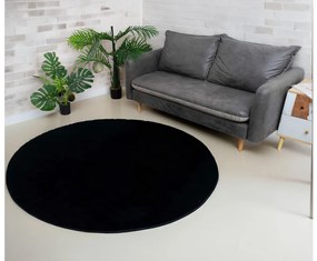 TZ Čierny okrúhly koberec 3D Rabbit Rozmer: 120