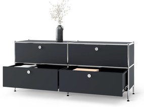 Kovová nízka skrinka »CN3« so 4 zásuvkami, čierna