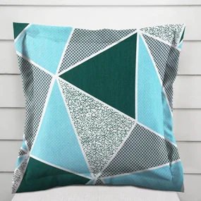 Biante Bavlnená obliečka na vankúš s lemom Sandra SA-334 Modro-zelené trojuholníky 50 x 50 cm