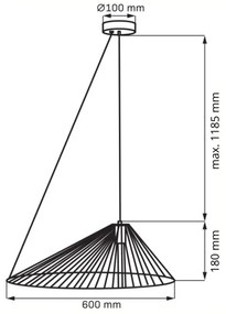 Luster na lanku AURORA 1xE27/20W/230V pr. 60 cm čierna