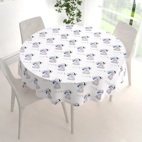 Biante Detský bavlnený okrúhly obrus Sandra SA-206 Medvedík pre chlapcov Ø 150 cm