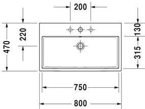 Duravit Vero Air - Umývadlo do nábytku 800x470 mm, s prepadom, biela 2350800000