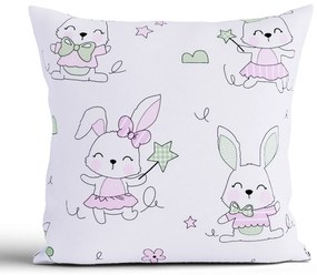 Bavlnená obliečka na vankúš Renfor 40 × 40 cm - Zajačikovia ružové