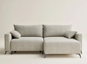 Béžová ženilková rozkladacia/s úložným priestorom rohová pohovka (pravý roh/s leňoškou) Leon – Maison de Rêve