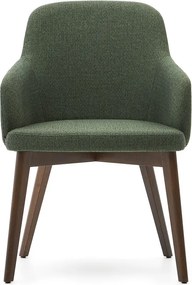 Tmavozelené čalúnené jedálenské kreslo s podrúčkami Nelida – Kave Home