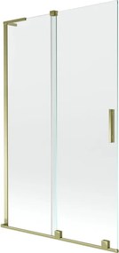 Mexen Velar L, 2-krídlová posuvná vaňová zástena 110 x 150 cm, 8mm číre sklo, zlatý lesklý profil, 896-110-003-01-50