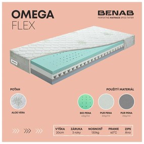 Penový matrac Benab Omega Flex Duo 200x90 cm (T2/T3) *AKCIA 1+1. Akcia (1+1): populárny a pohodlný obojstranný matrac so snímateľným poťahom, z naturálnej BIO peny so 7-zónovým odvetrávacím systémom vyrobený na Slovensku 763309