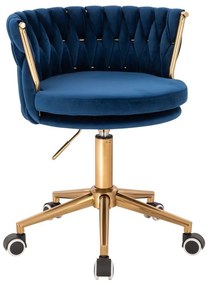 LuxuryForm DESIGN Stolička LYON VELUR na zlatej podstave s kolieskami - modrá