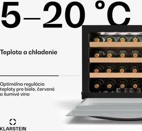 Klarstein Vinoline 24 Vstavaná vinotéka Uno, 24 fliaš, Integrovateľná, LED, biele sklenené dvere