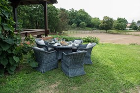 ZÁHRADNÝ JEDÁLENSKÝ SET MODERNO GRANDE 6 x KRESLO + STÔL ŠEDÝ