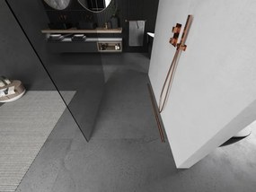 Mexen Kioto, sprchová zástena Walk-In 155 x 200 cm, 8mm číre sklo, medený matný profil, 800-155-002-65-00