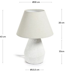 Biela stolová lampa s textilným tienidlom (výška 43 cm) Noara - Kave Home