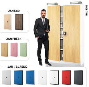 Kovová kancelárska skrinka Biely/ Zlatý dub: Eco Design JAN II