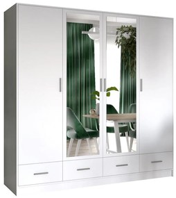 Šatní skriňa SANNA 200x215 cm s zrkadlom, biela