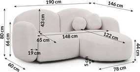 ROHOVÁ L SEDAČKA AMELIE 190 x 146 cm