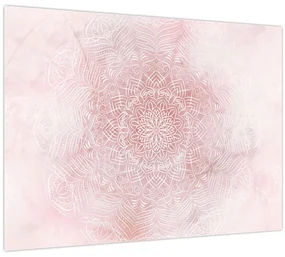 Sklenený obraz - Ružová mandala (70x50 cm)
