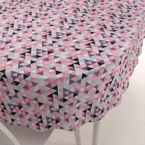 Biante Bavlnený oválny obrus Sandra SA-330 Ružovo-fialovo-čierne trojuholníčky 120x140 cm