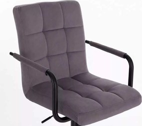 LuxuryForm DESIGN Barová stolička VERONA BLACK VELUR na čiernom tanieri - tmavosivá