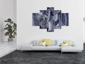 Obraz - Modré zebry (150x105 cm)