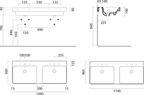 GSI GSI, NUBES keramické dvojumývadlo 120x50cm, biela ExtraGlaze, 9625111