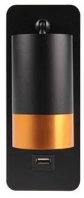 Nástenné bodové svietidlo s USB nabíjačkou 1xGU10/35W/230V čierna/zlatá