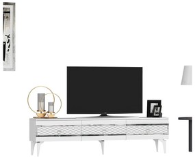 TV stolík/skrinka Vadiki 2 (biela + strieborná) . Vlastná spoľahlivá doprava až k Vám domov. 1095404