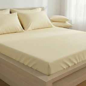 Kvalitex Saténové prestieradlo s gumou smotanová, 180 x 200 cm