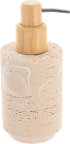 Dávkovač mydla Arva, krémová/s drevenými prvkami, 400 ml
