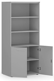 Kombinovaná kancelárska skriňa PRIMO GRAY, nízke dvere, 800 x 500 x 1781 mm, sivá