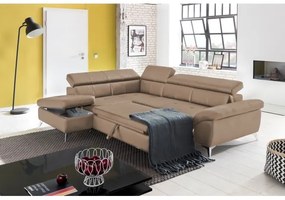 Kožená rohová sedacia súprava SALERNO II L, ľavá, hnedá, rozkladacia