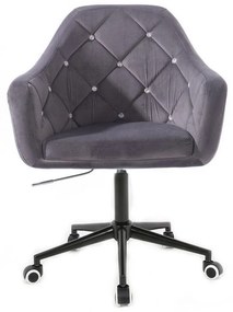 LuxuryForm DESIGN Kreslo ROMA VELUR na čiernej podstave s kolieskami - tmavo šedá