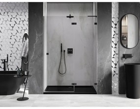 Mexen, Mexen Lunar L pravé otočné sprchové dvere 140 cm, transparentné, čierne - 834L-140-000-70-00-P