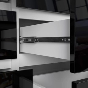 Komoda Kuba 120 cm 8 zásuviek biela/čierna