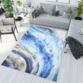 Moderný modrý koberec s abstraktným vzorom Šírka: 120 cm | Dĺžka: 170 cm