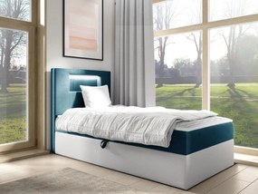 Kontinentálna jednolôžková posteľ Junior Ribezo 1, Strana: ľavá, Rozmer postele: 100x200, Dostupné poťahy: ekokoža Soft 017 (biela) + Fresh 34