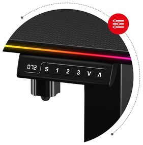 Elektricky nastaviteľný PC stolík Hyperion 8.2 (čierna + viacfarebná) (s LED osvetlením). Akcia -21%. Vlastná spoľahlivá doprava až k Vám domov. 1087526