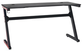 Herný stôl/počítačový stôl, čierna/červená, MACKENZIE 140cm