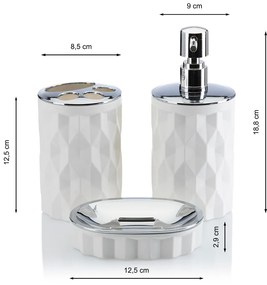 Sada kúpeľňových doplnkov Reina biela/prvky s chrómovou povrchovou úpravou