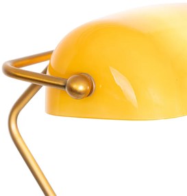 Klasická stojaca lampa na notára bronzová s jantárovým sklom - Banker