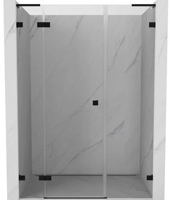 Mexen Lunar L, ľavé otočné sprchové dvere 140 cm, číre sklo, čierny profil, 834SL-140-050-70-00-L