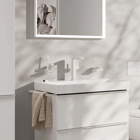 Hansgrohe Tecturis E, páková umývadlová batéria 210 Fine CoolStart EcoSmart+ s odtokovou garnitúrou Push-Open, biela matná, HAN-73060700