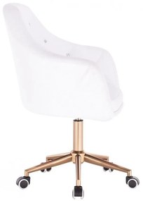 LuxuryForm DESIGN Kreslo ROMA na zlaté podstave s kolieskami - biele