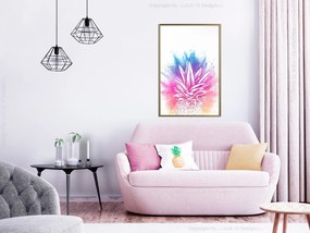 Artgeist Plagát - Colourful Pineapple [Poster] Veľkosť: 30x45, Verzia: Zlatý rám