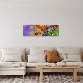 Obraz - letný piknik (s hodinami) (90x30 cm)