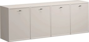 Závesná komoda Lorini 200 cm štvor-dverová - kašmír / čierne úchytky T-bar